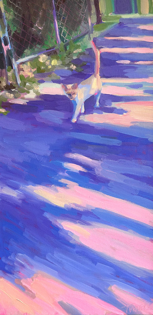 Cat Walk - 20 x 10 inch original oil on canvas