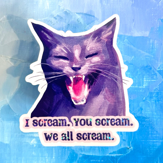 We All Scream - Glossy Glitter Vinyl Sticker