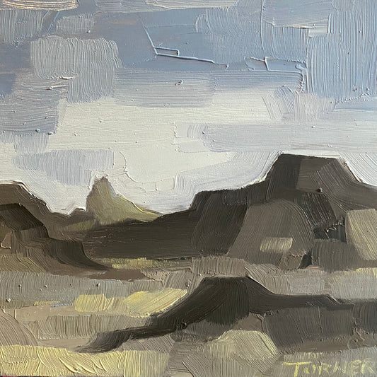 Badlands, original 6 x 6 inch oil painting on wood panel