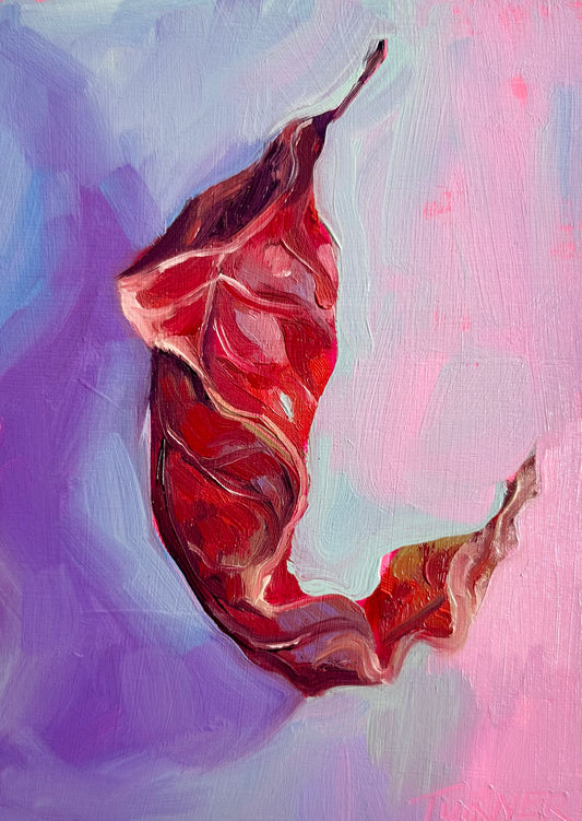 Leaf #3, 7 x 5 inch original oil painting on panel