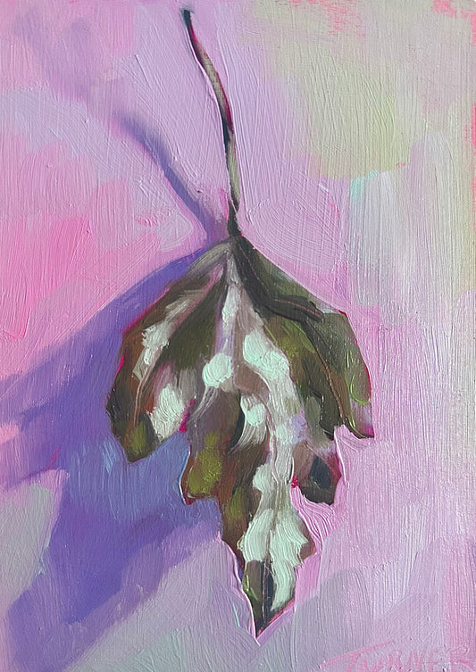 Leaf #2, 7 x 5 inch original oil painting on panel