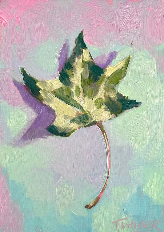 Leaf #1, 7 x 5 inch original oil painting on panel