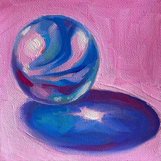 Marble, original 6 x 6 inch oil painting on stretched canvas