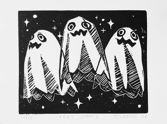 Very Scary - 5 x 7 inch unframed linocut block print, edition of 16